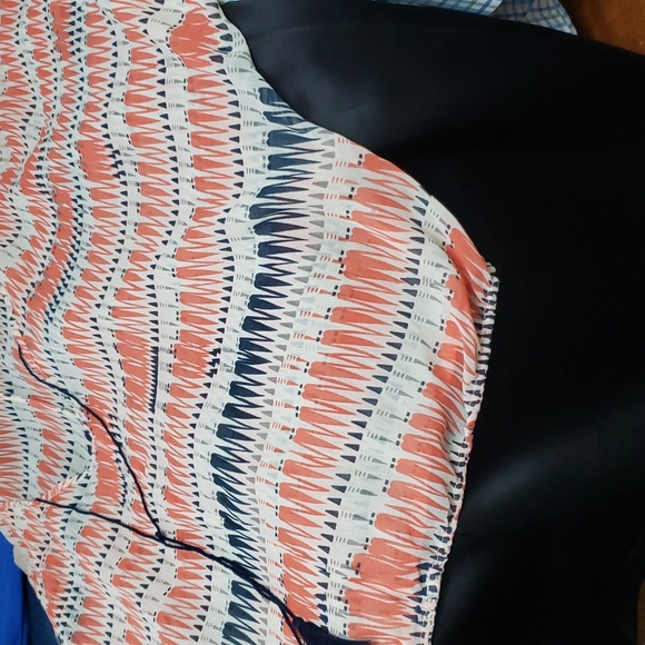 Sanctuary Top Womens sz Small Sheer Chiffon Geometric Print V Neck Raglan Sleeve - Picture 6 of 7